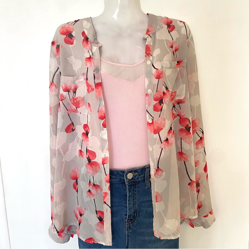Donna Karan DKNYC Cherry Blossom Floral Blouse
